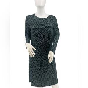 Brooks Brothers Long Sleeve Green Blue Pattern Sheath Dress Size Large